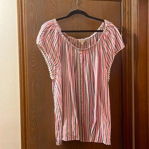 Avenue size 4x blue and pink striped top